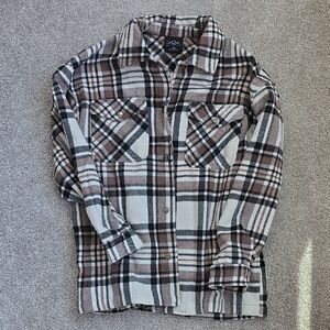 St. John's Bay Men's Casual Plaid Shirt - Black, White, Brown